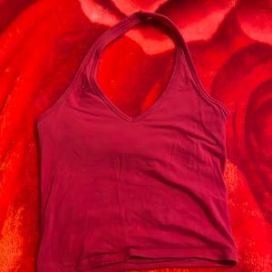 Red halter top cropped